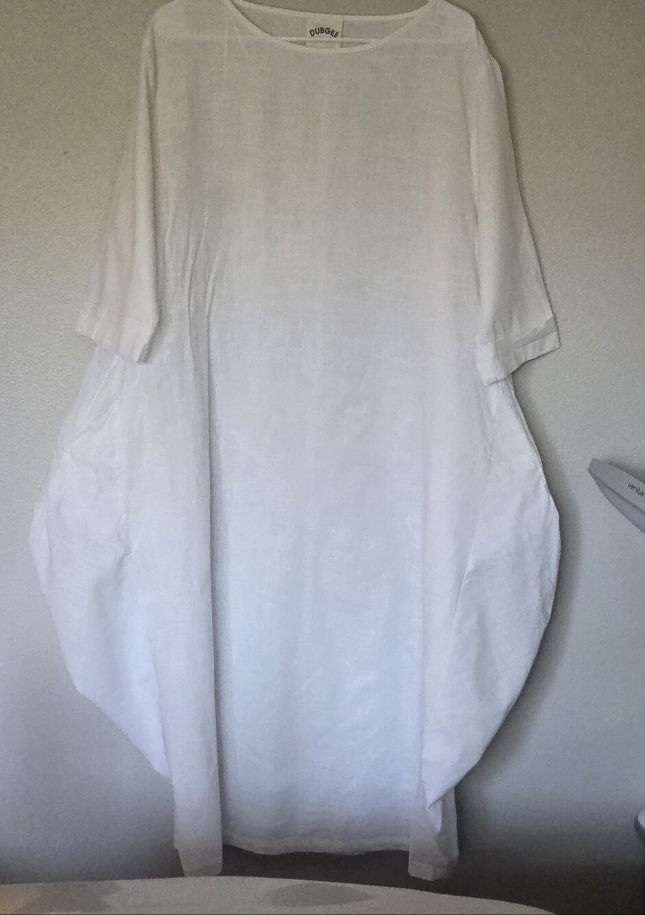 Dubgee By Whoopi Oversized White Cotton Shift Dress